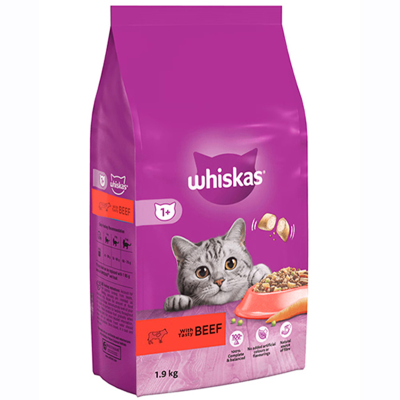 Whiskas Adult Cat храна за маче говедска 1кг