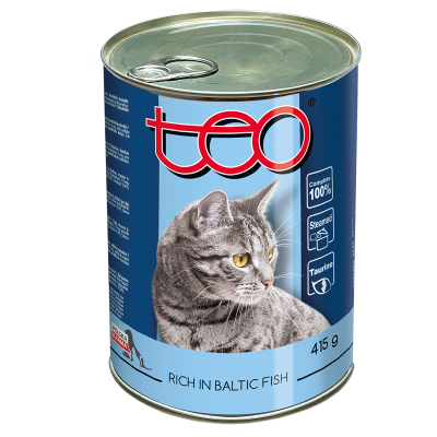 Тео конзерва течна храна за маче риба 415гр