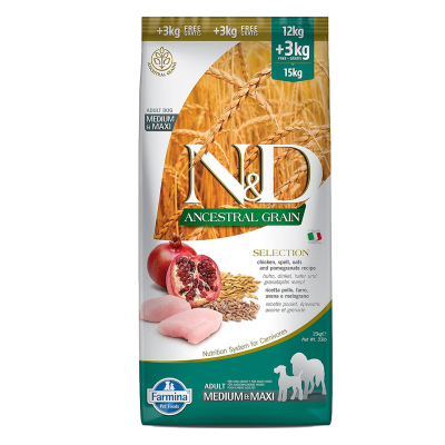 N&D Medium&Maxi Adult Пилешко и Калинка Храна За Куче (15кг)