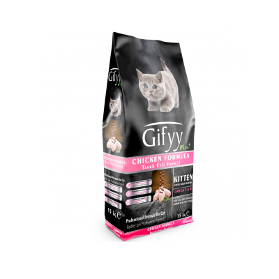 Giffy kitten chicken cat food – Гифи храна за млади мачиња со вкус на пилешко 15 кг.