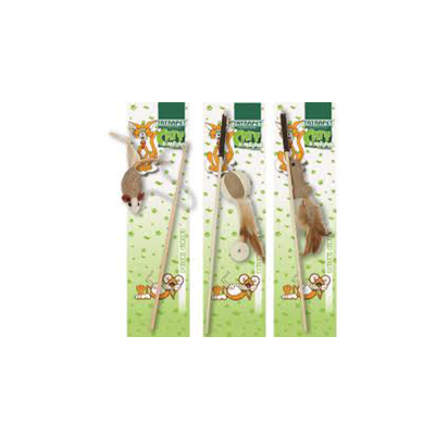 585.61 ИГРАЧКА ЗА МАЧКА ПРИРОДНА БАЗА СО ДРВО И ПЕРДУВИ 40цм