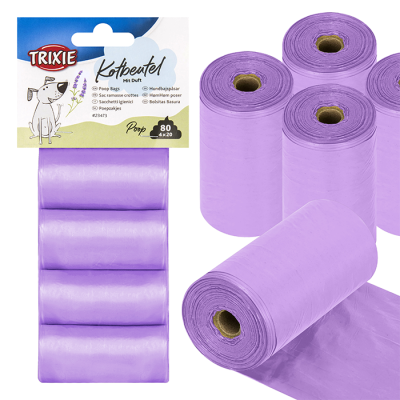 Ќесички за измет со мирис на лаванда, 4 ролни од по 20 парчиња, виолетови